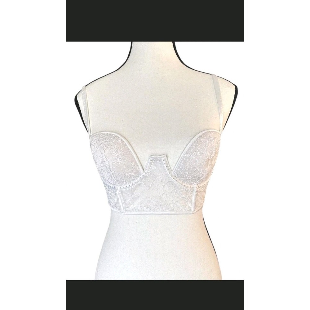 Victoria's Secret Lingerie Balconet Bra Top 34c Sparkle‎ Lace Stones W Boning